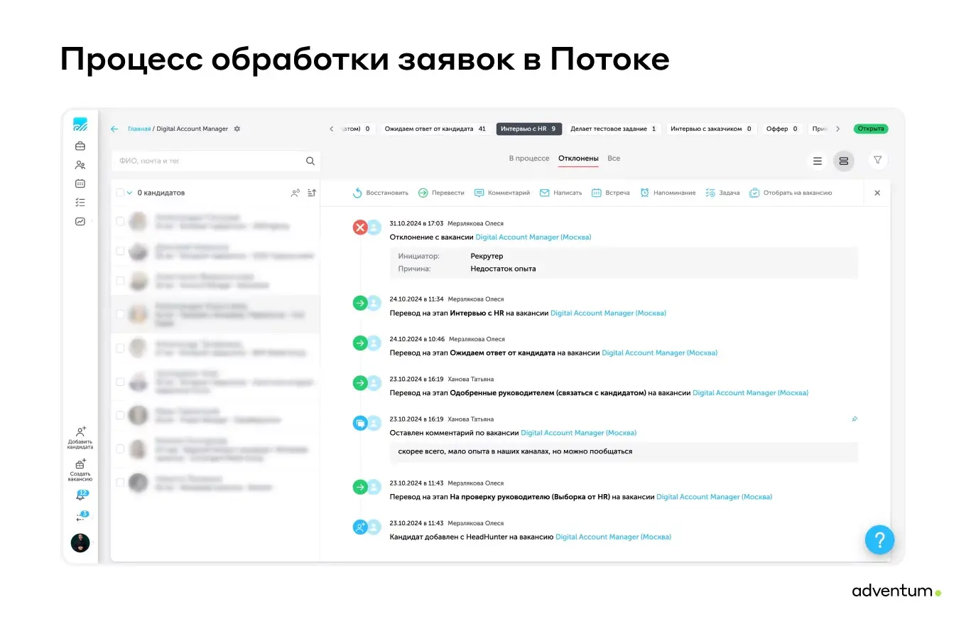Процесс обработки заявок в «Потоке»